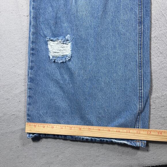 Almost Famous Jeans Women 5 High Rise Super Wide Baggy Leg Distressed Blue - Picture 5 of 12